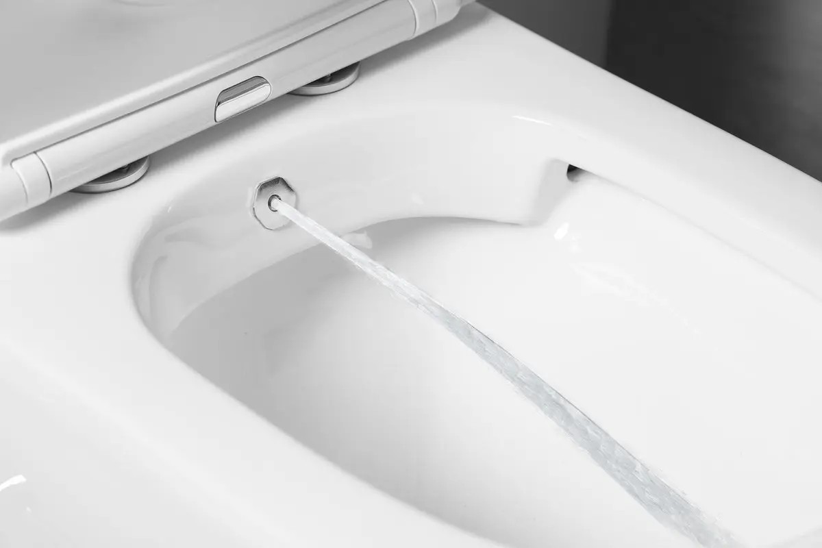 Inodoro de tanque bajo con ducha higiénica Sapho Paco CleanWash Rimless con mezclador