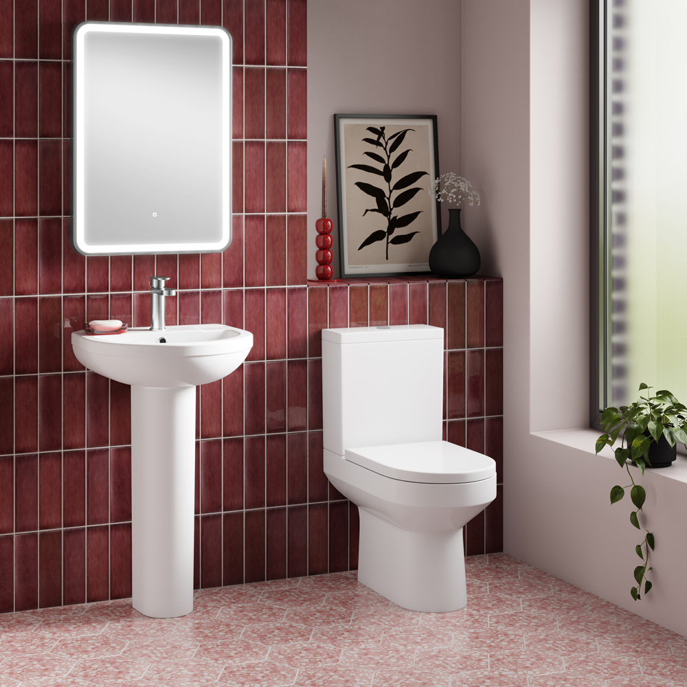 Inodoro de tanque bajo Metro Rimless 650 mm doble descarga 4/6 l asiento amortiguado