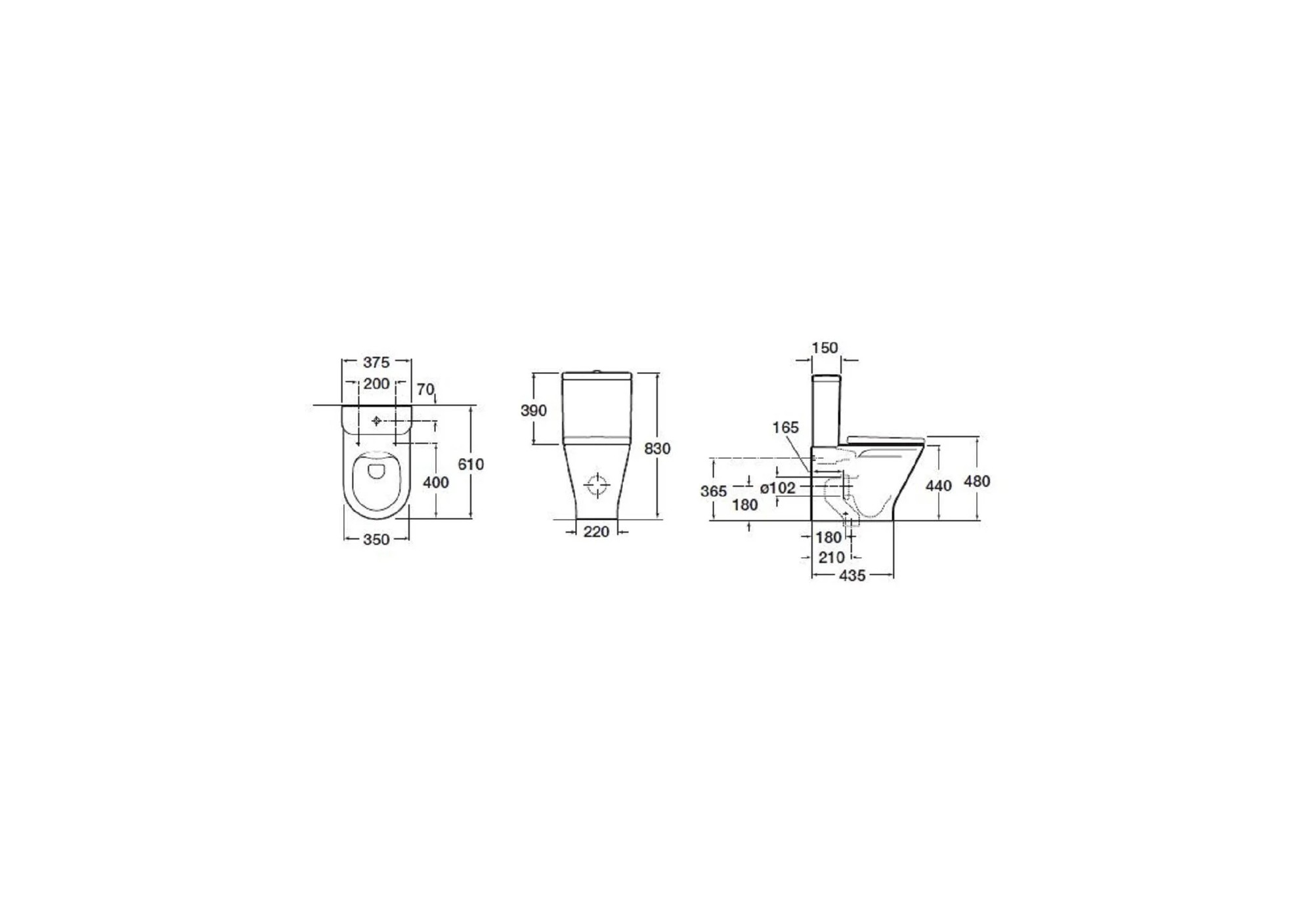 Inodoro de tanque bajo Roca Legacy Confort Rimless altura confort asiento amortiguado