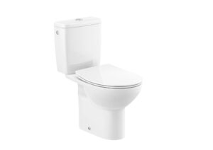 Inodoro de tanque bajo Roca Mitos Rimless salida vertical 4,5/3 l asiento amortiguado