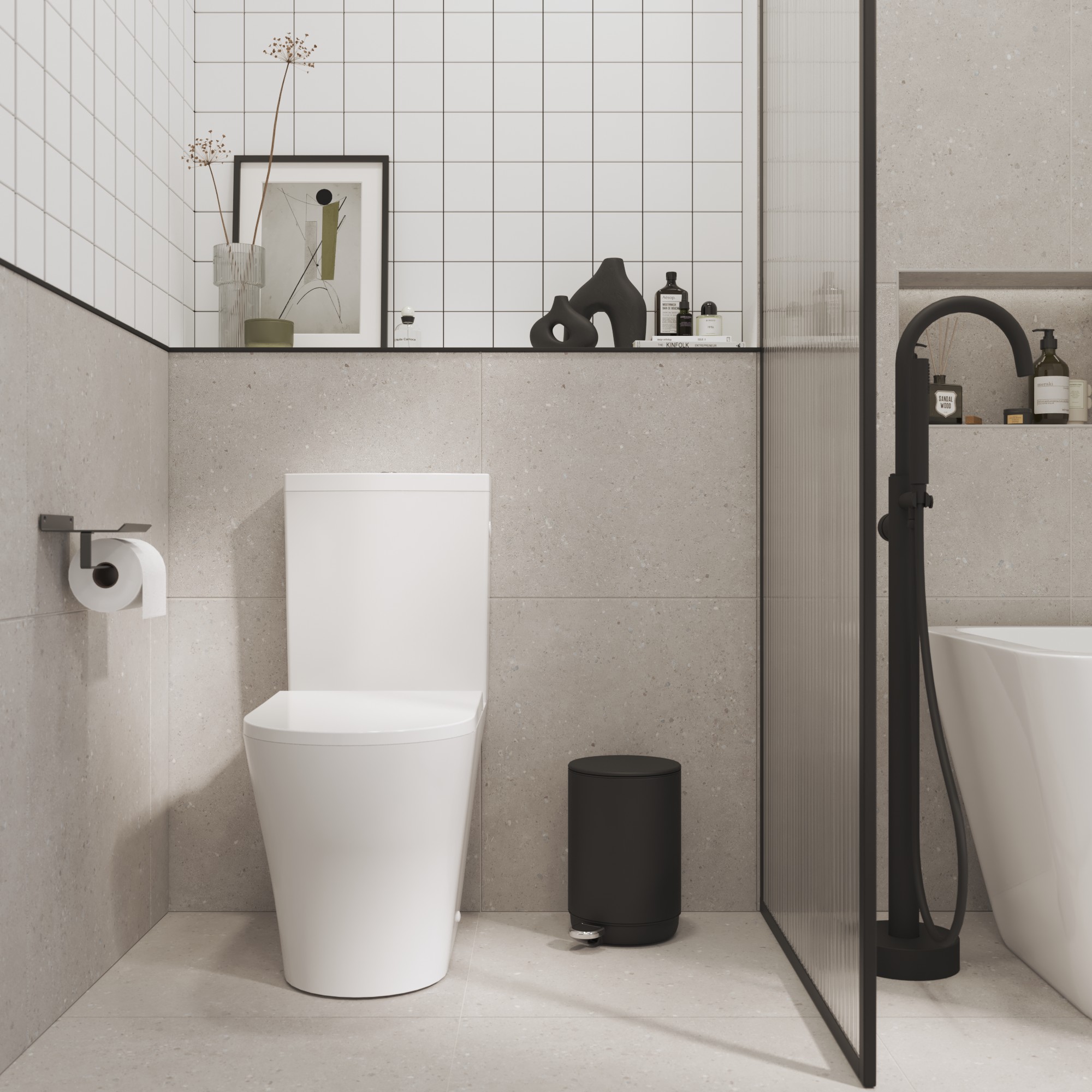 Inodoro de tanque bajo Sensea Studio Rimless cuadrado 4,5/3 l asiento amortiguado