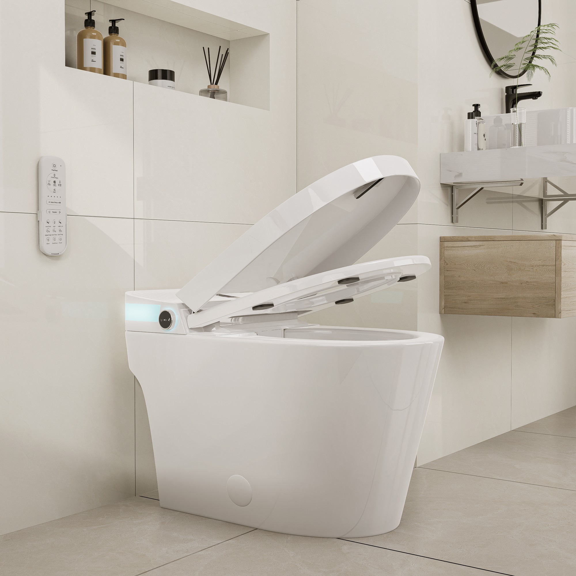 Inodoro inteligente Homary Glowin K1 sin cisterna con tapa automática