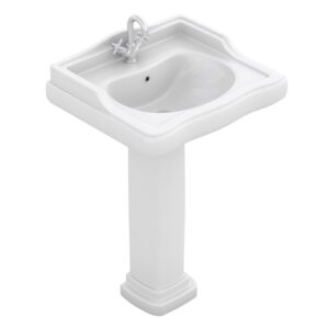 Lavabo con pie Fossil Natura Atenas 610 mm cerámica vintage blanco brillo