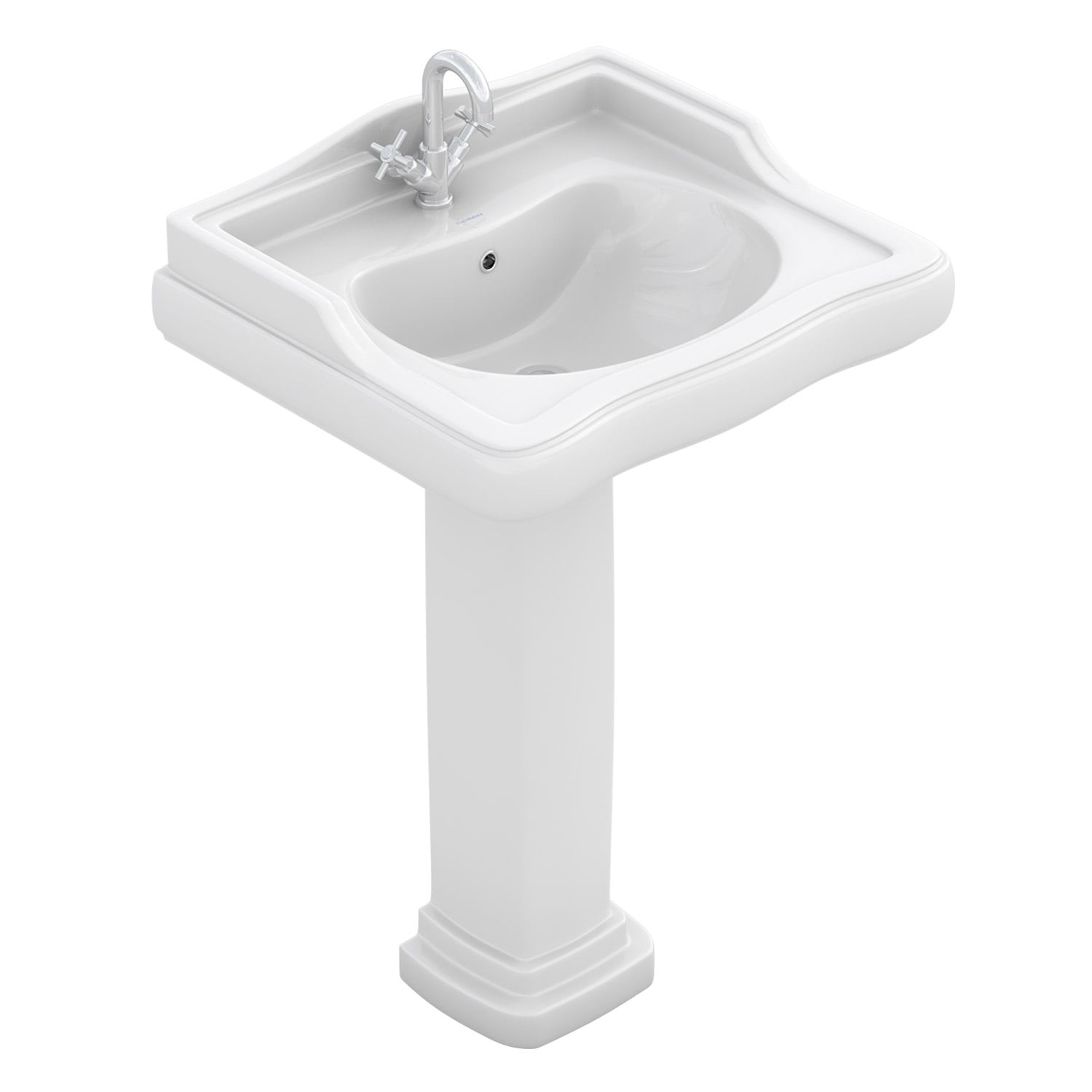 Lavabo con pie Fossil Natura Atenas 610 mm cerámica vintage blanco brillo