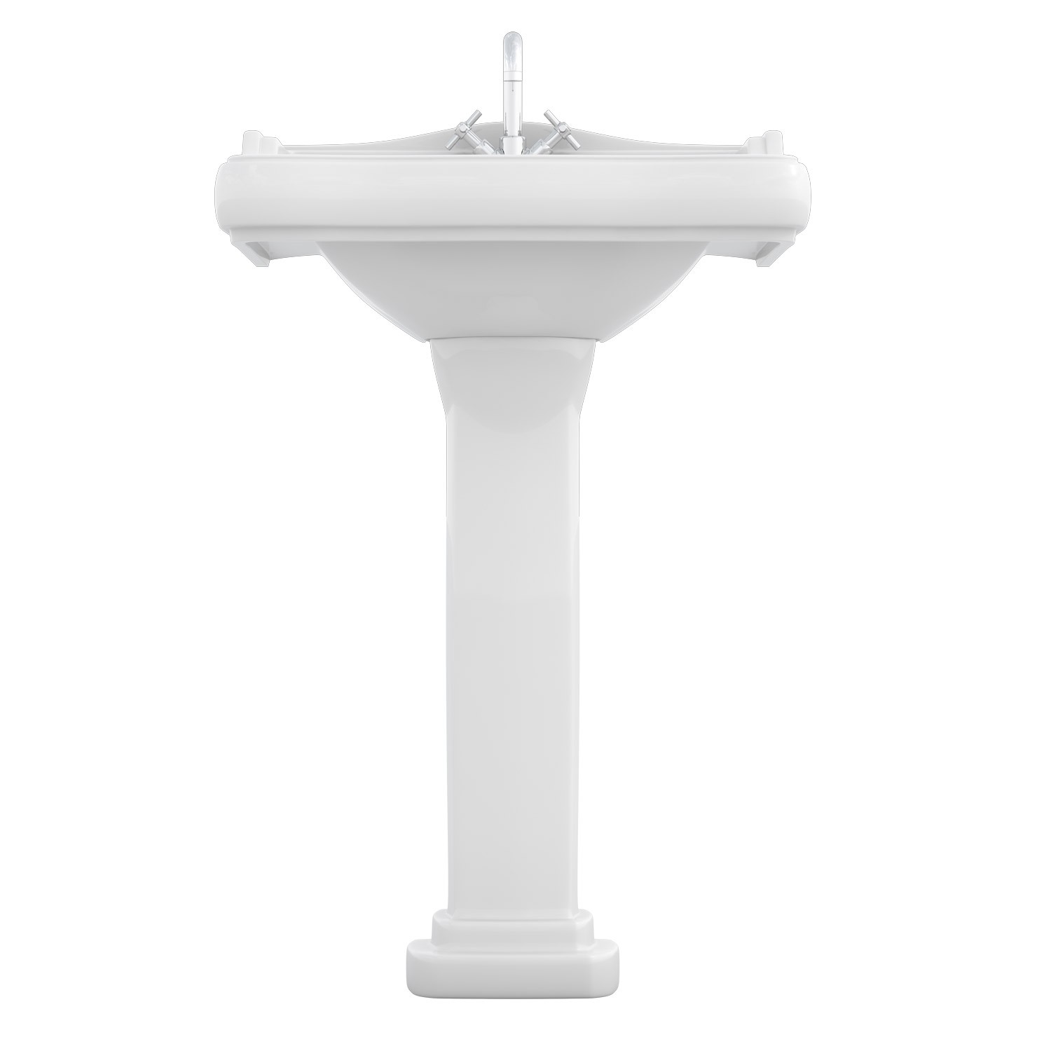 Lavabo con pie Fossil Natura Atenas 610 mm cerámica vintage blanco brillo