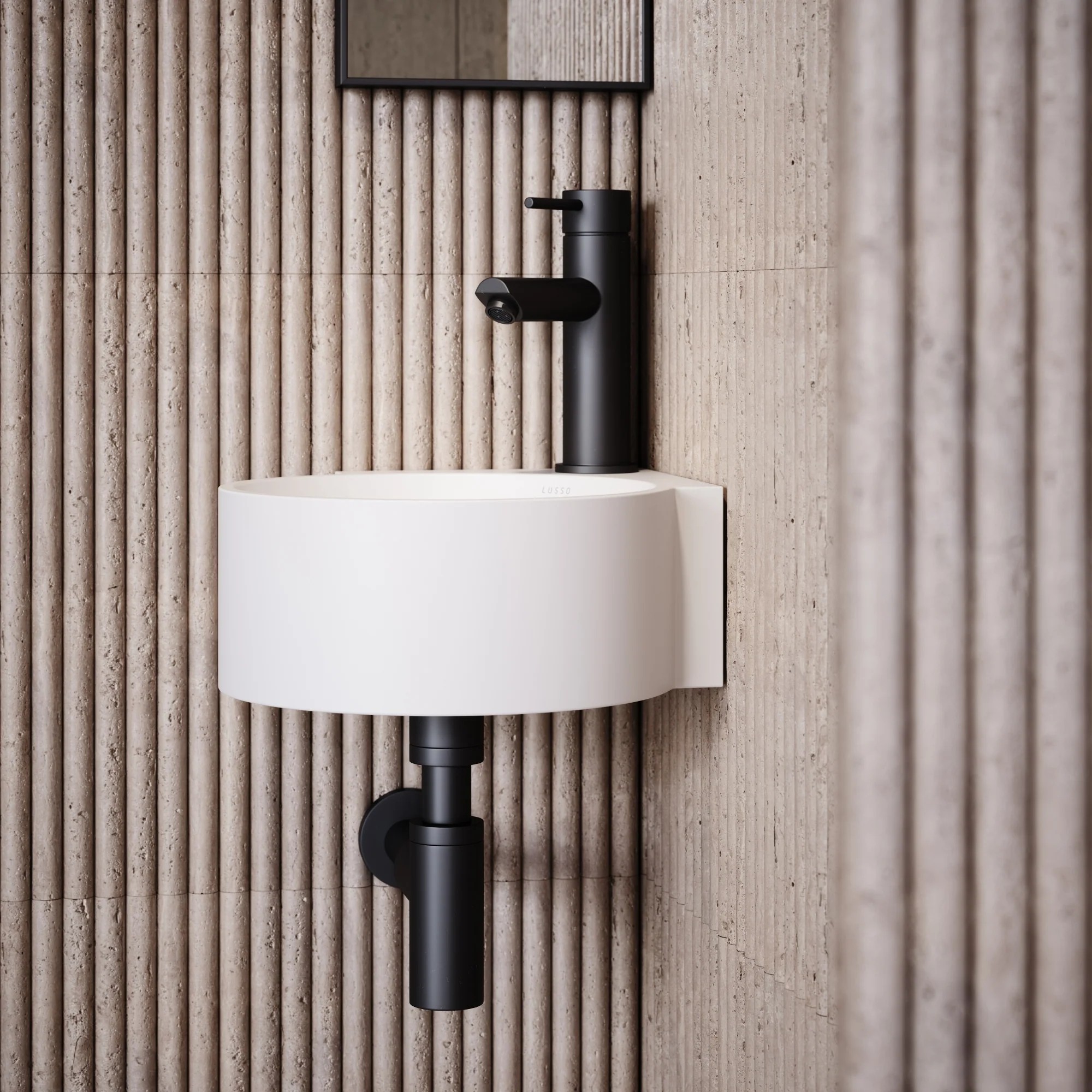 Lavabo de esquina Lusso Stone Regal Micro Corner 300 mm piedra blanco pulido