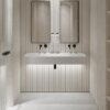 Lavabo doble suspendido Lusso Stone Thinn 1200 mm piedra blanco mate