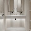 Lavabo doble suspendido Lusso Stone Thinn 1200 mm piedra blanco mate