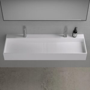 Lavabo doble suspendido Lusso Stone Thinn 1200 mm piedra blanco mate