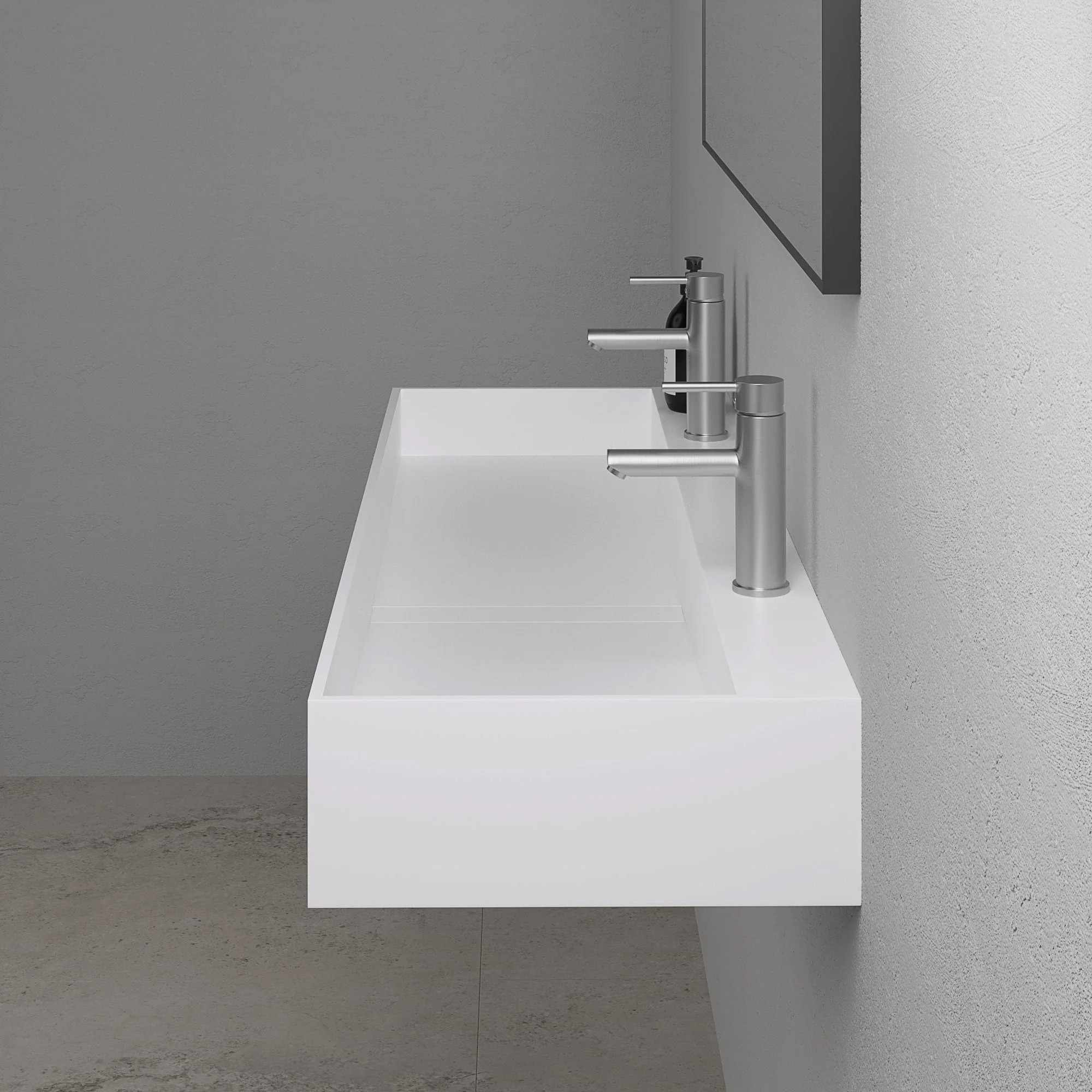 Lavabo doble suspendido Lusso Stone Thinn 1200 mm piedra blanco mate