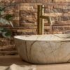 Lavabo sobre encimera Arezzo 455 × 325 mm curvo cerámico efecto mármol brillo