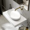 Lavabo sobre encimera Haddon Mercer 600 mm piedra ovalado blanco mate