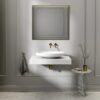 Lavabo sobre encimera Haddon Mercer 600 mm piedra ovalado blanco mate