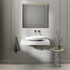 Lavabo sobre encimera Haddon Mercer 600 mm piedra ovalado blanco mate