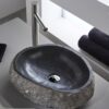 Lavabo sobre encimera MG Valencia Rock 450 × 400 mm piedra de río gris/negro