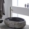 Lavabo sobre encimera MG Valencia Rock 450 × 400 mm piedra de río gris/negro