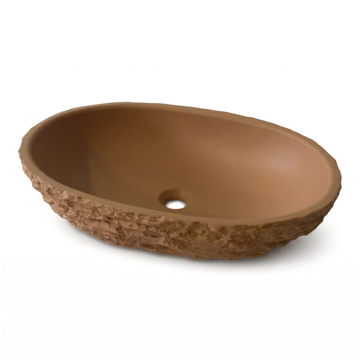 Lavabo sobre encimera Otium Enso 570 mm ovalado cemento marrón arcilla