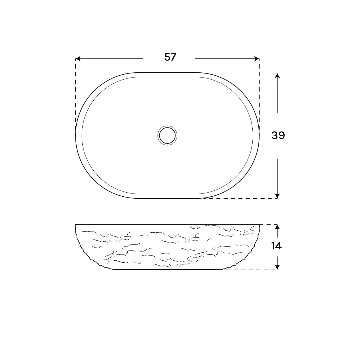 Lavabo sobre encimera Otium Enso 570 mm ovalado cemento marrón arcilla