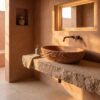 Lavabo sobre encimera Otium Enso 570 mm ovalado cemento marrón arcilla