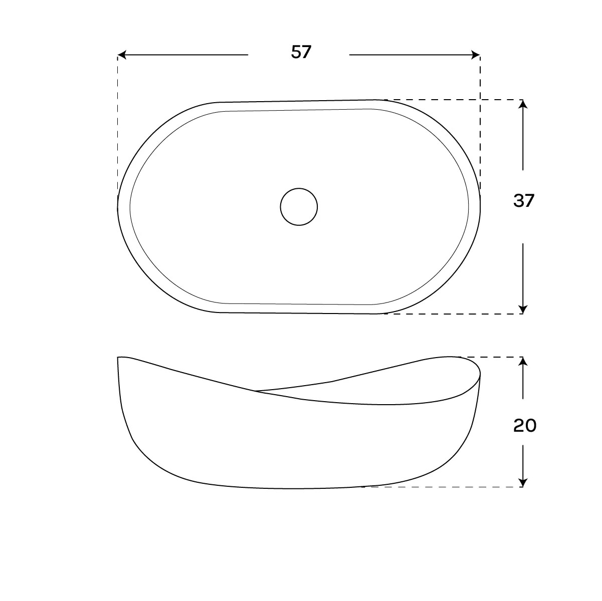 Lavabo sobre encimera Otium Volux 570 mm cemento gris mate forma orgánica