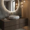 Lavabo sobre encimera REA Mika 500 × 380 mm ovalado piedra artificial beige