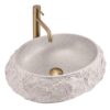 Lavabo sobre encimera REA Mika 500 × 380 mm ovalado piedra artificial beige
