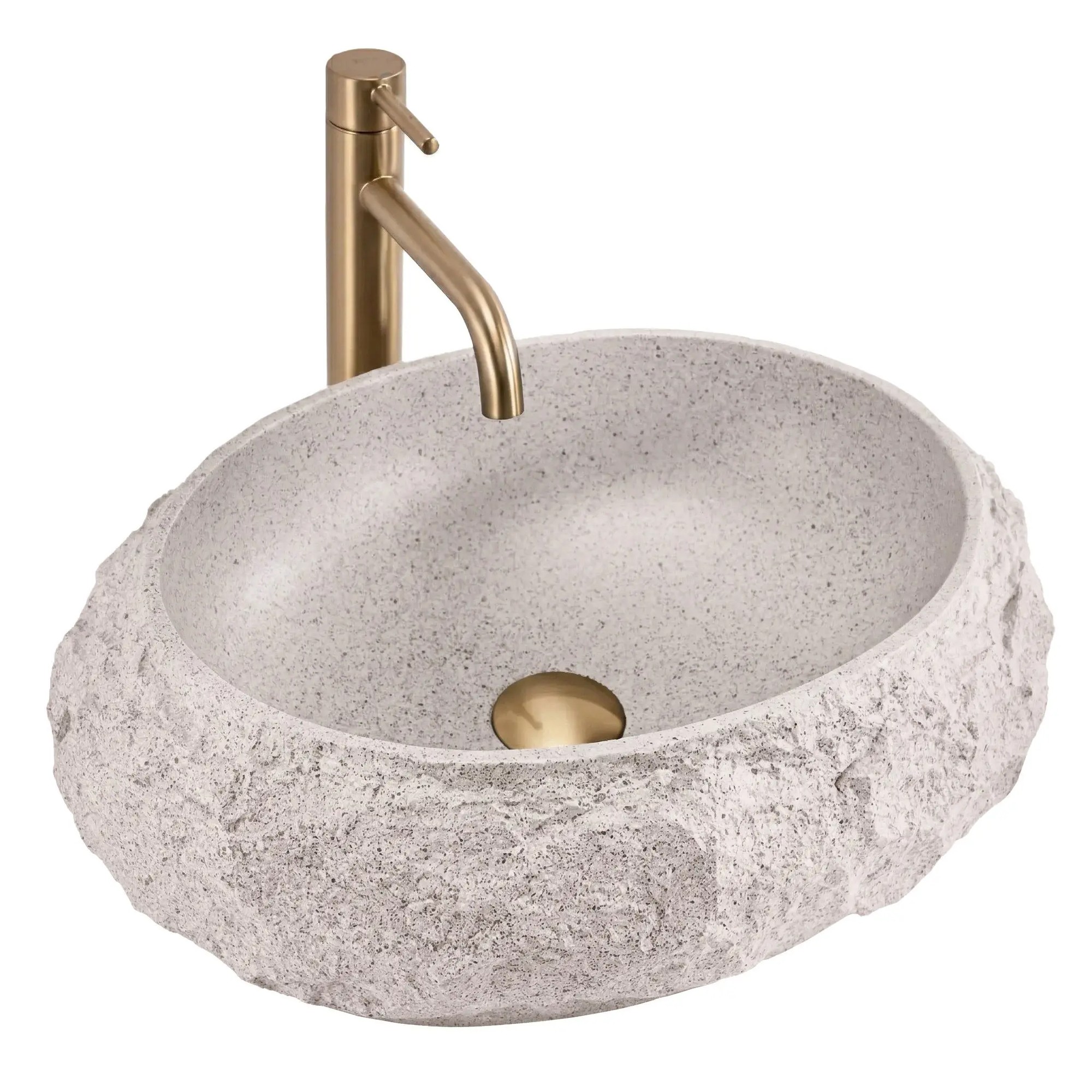 Lavabo sobre encimera REA Mika 500 × 380 mm ovalado piedra artificial beige