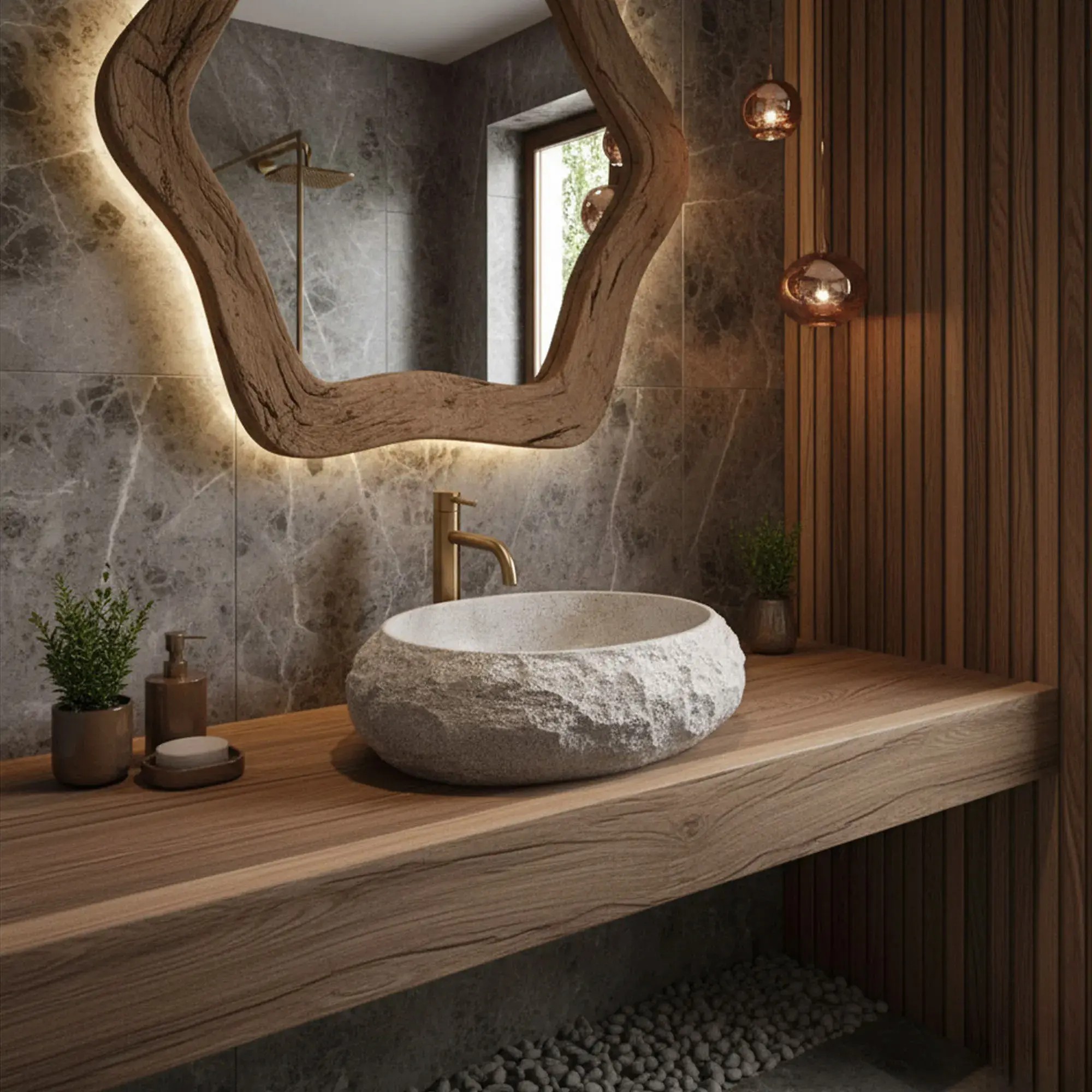Lavabo sobre encimera REA Mika 500 × 380 mm ovalado piedra artificial beige
