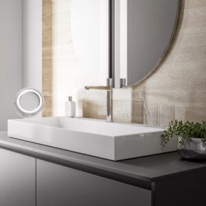 Lavabo suspendido Bernstein BS6001 600 mm mármol fundido blanco brillo 1 orificio