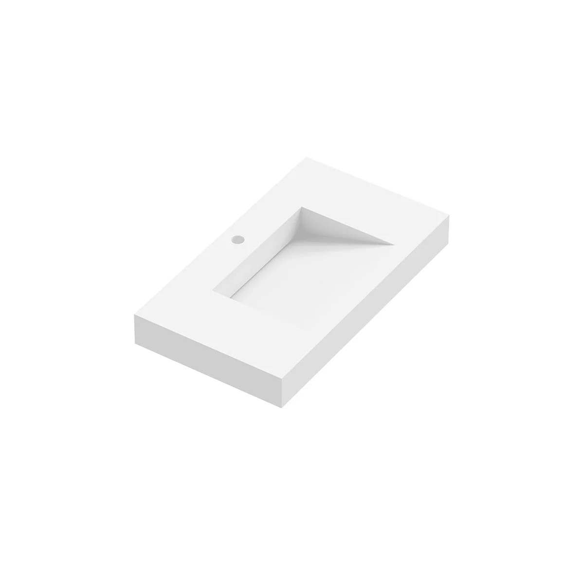 Lavabo suspendido Coycama Iris con faldón 600 × 460 mm resina mineral blanco mate