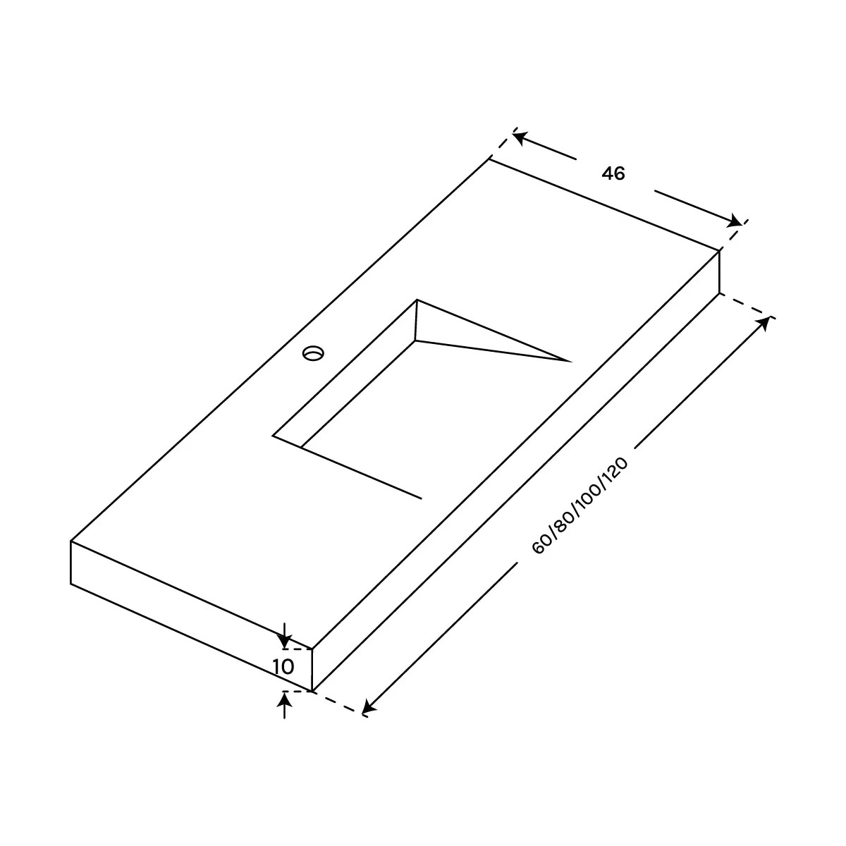 Lavabo suspendido Coycama Iris con faldón 600 × 460 mm resina mineral blanco mate