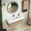 Lavabo suspendido Coycama Iris con faldón 600 × 460 mm resina mineral blanco mate