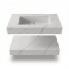 Lavabo suspendido Otium Boreal 800 mm piedra sinterizada con estante efecto mármol blanco