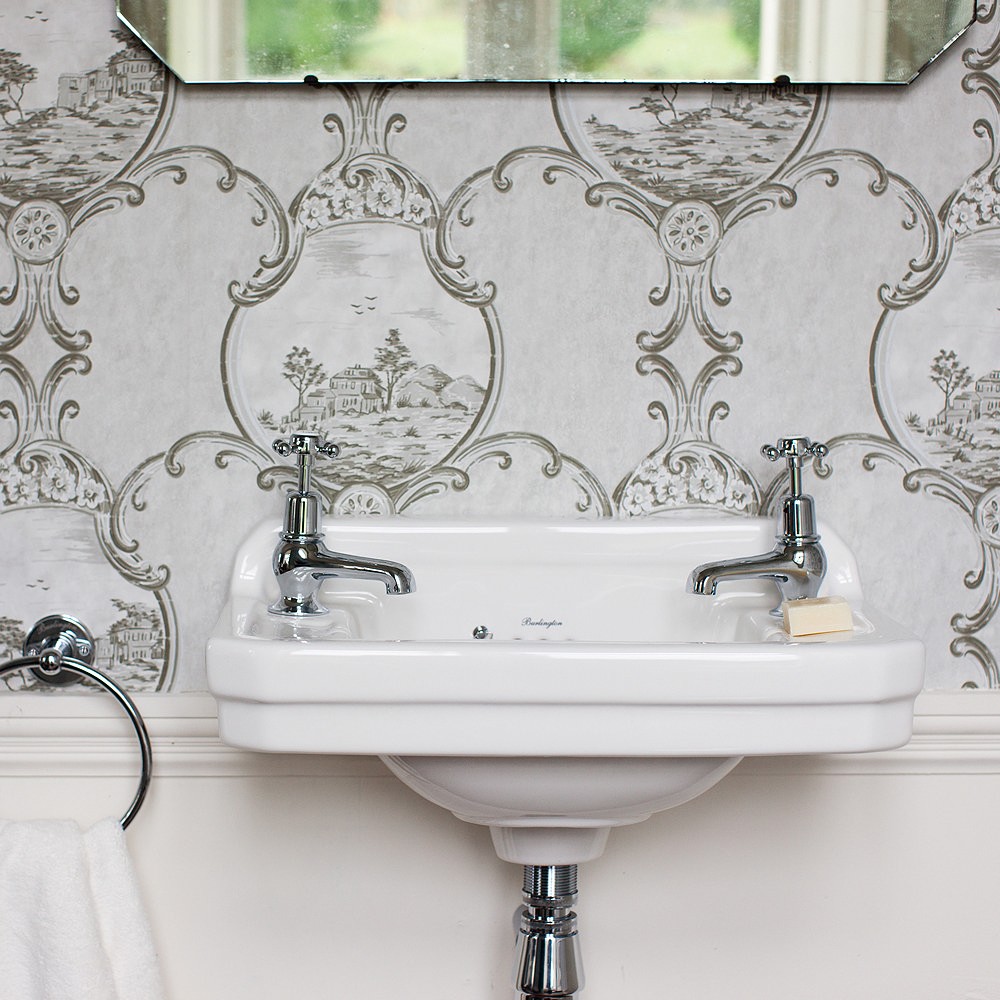 Lavamanos suspendido Burlington Edwardian 510 mm porcelana blanco brillo 2 orificios