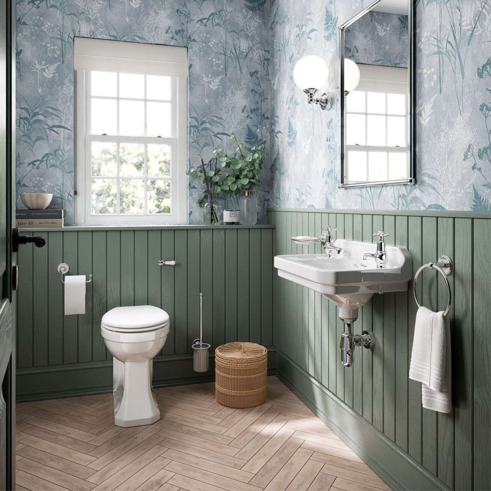 Lavamanos suspendido Burlington Edwardian 510 mm porcelana blanco brillo 2 orificios