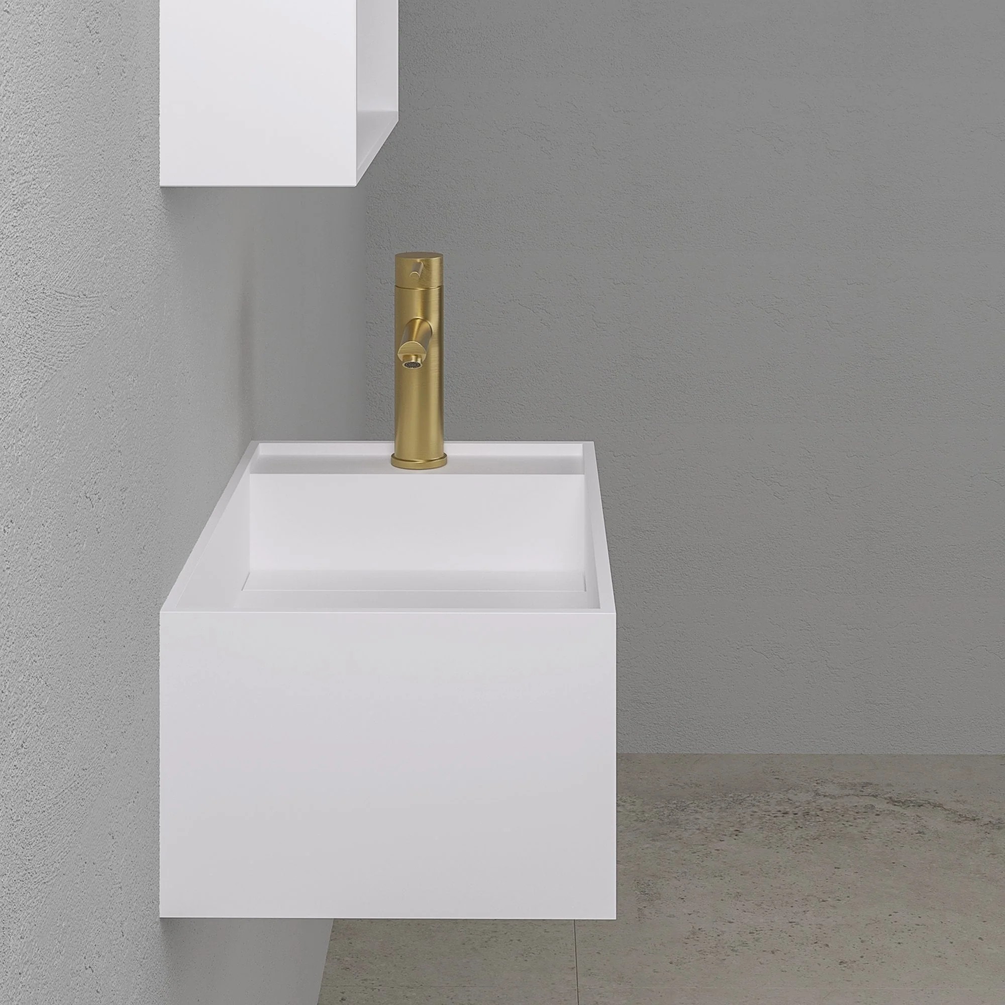Lavamanos suspendido Lusso Stone Art 500 mm con toallero blanco mate