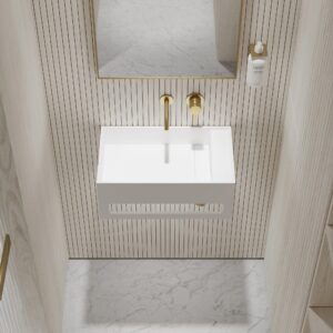 Lavamanos suspendido Lusso Stone Art 500 mm con toallero blanco mate