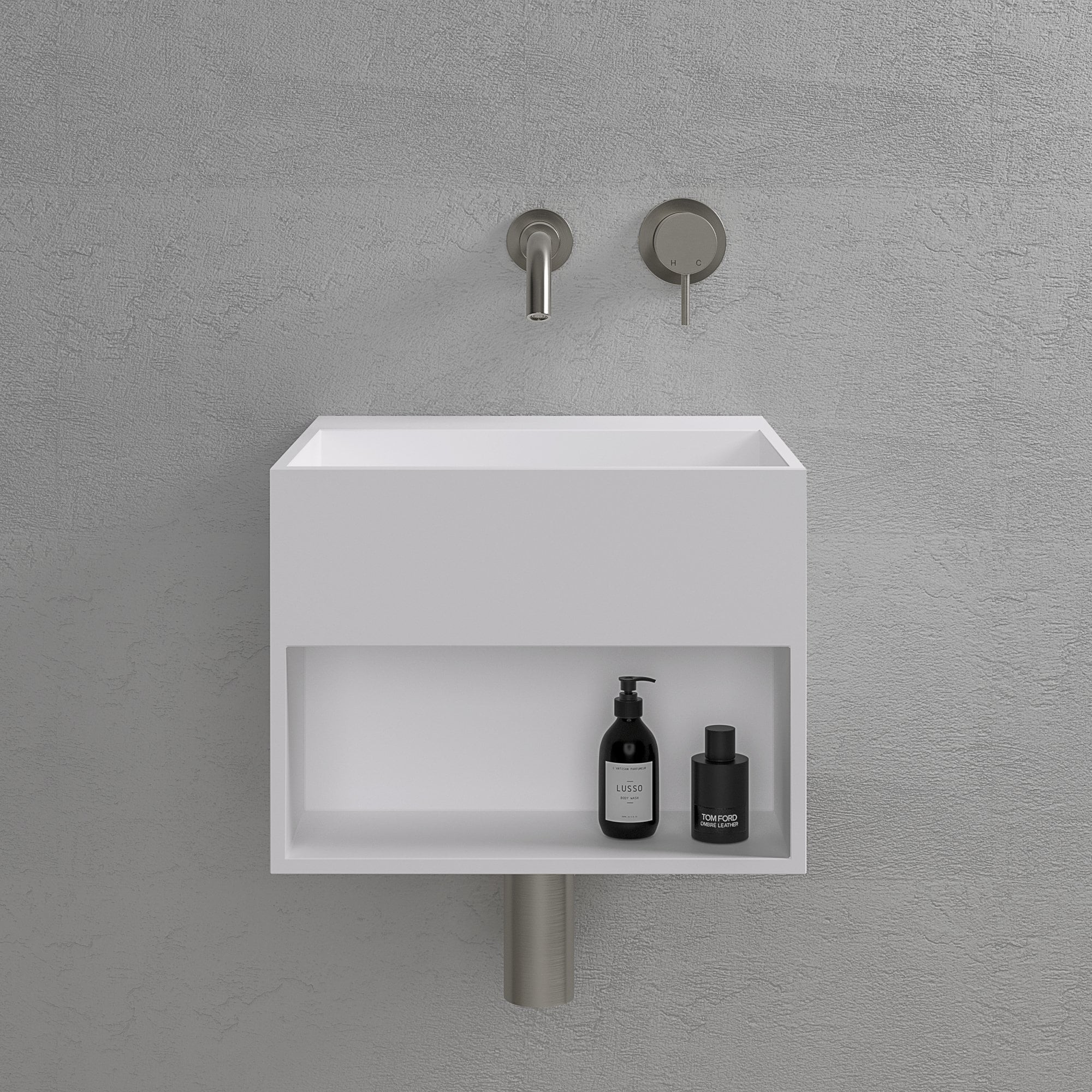 Lavamanos suspendido Lusso Stone Ethos Mini 330 mm piedra blanco mate
