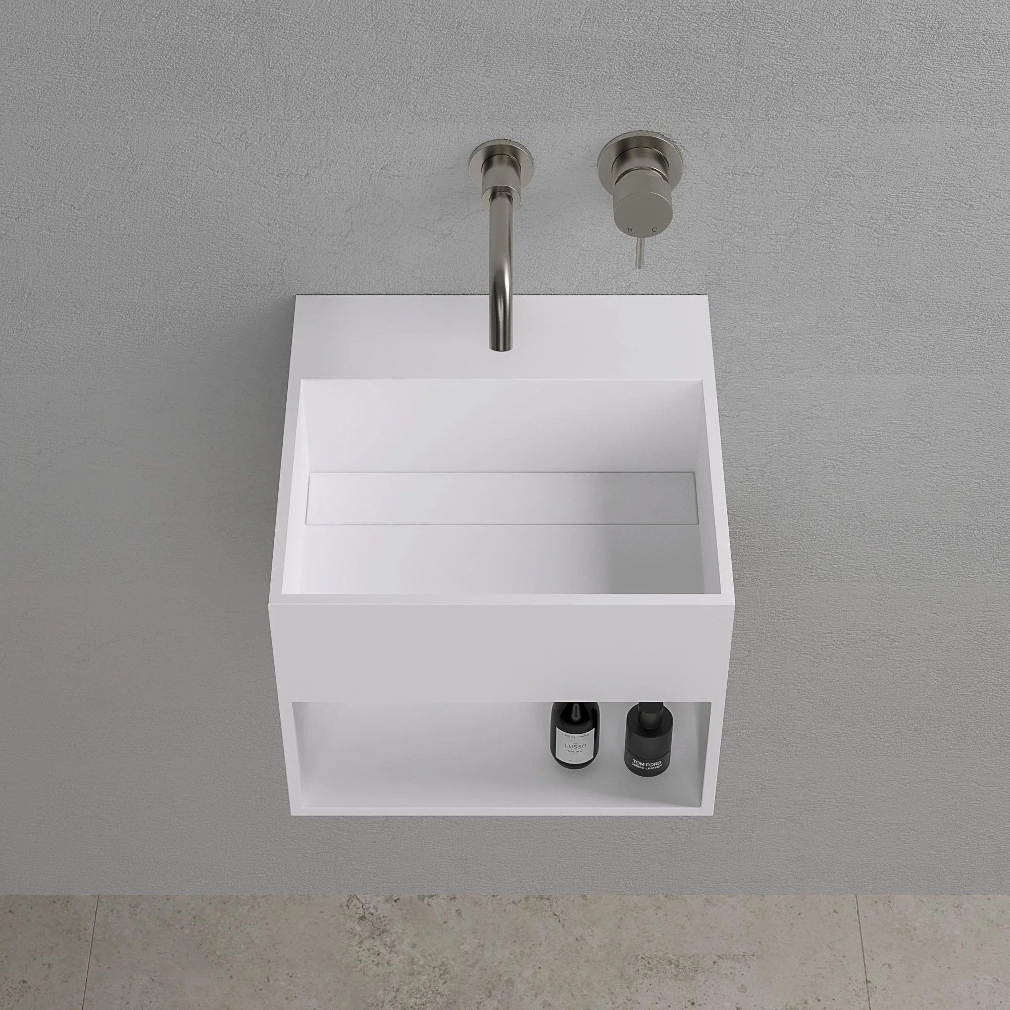 Lavamanos suspendido Lusso Stone Ethos Mini 330 mm piedra blanco mate