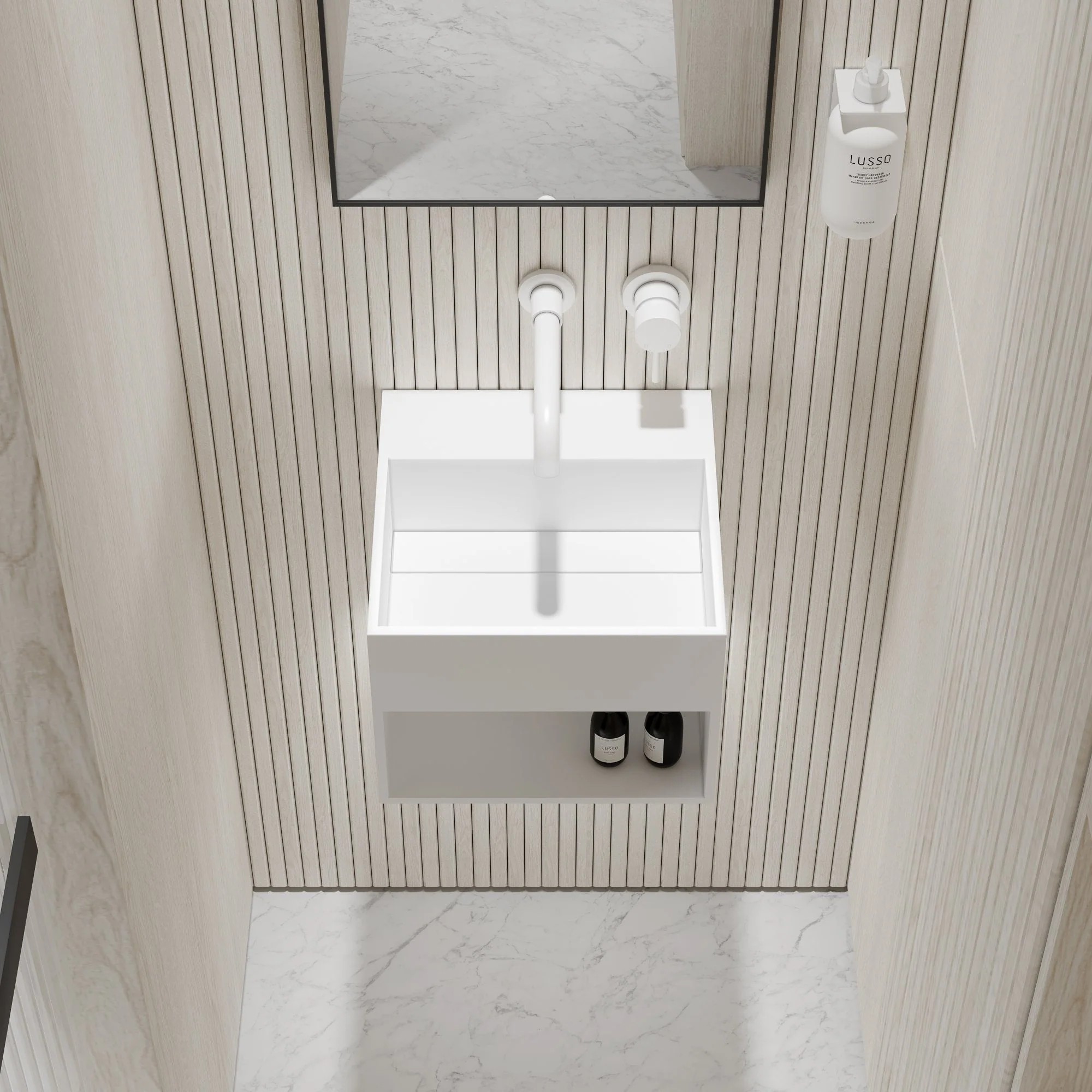 Lavamanos suspendido Lusso Stone Ethos Mini 330 mm piedra blanco mate