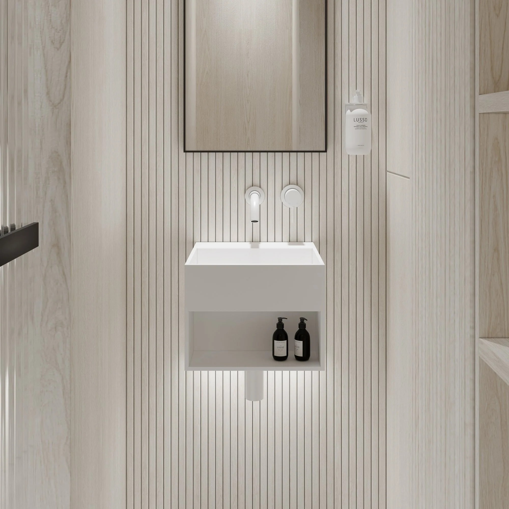 Lavamanos suspendido Lusso Stone Ethos Mini 330 mm piedra blanco mate