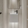 Lavamanos suspendido Lusso Stone Modul 400 mm piedra blanco mate 1 orificio