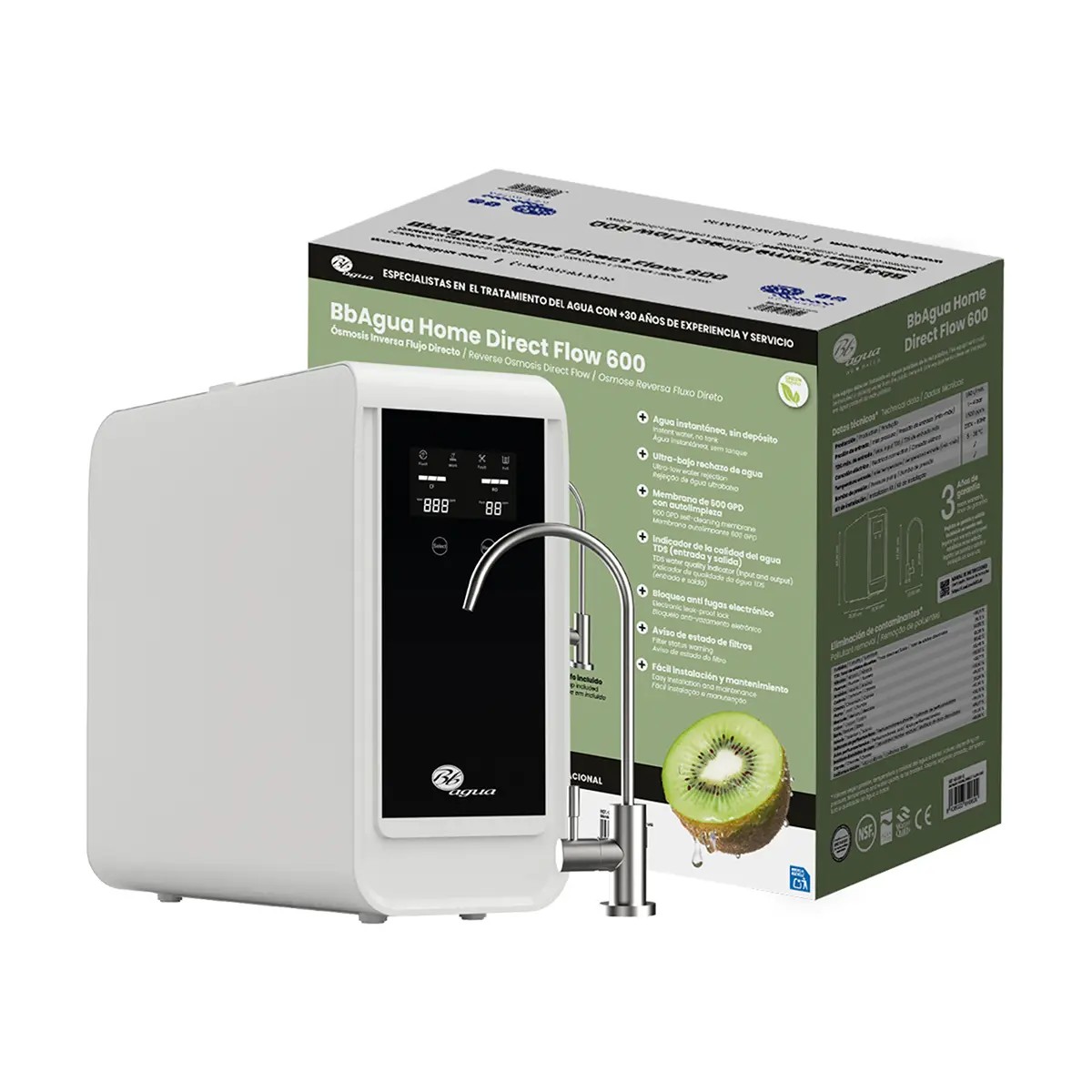 Ósmosis inversa sin depósito Bbagua Home Direct Flow 600 GPD 2 etapas