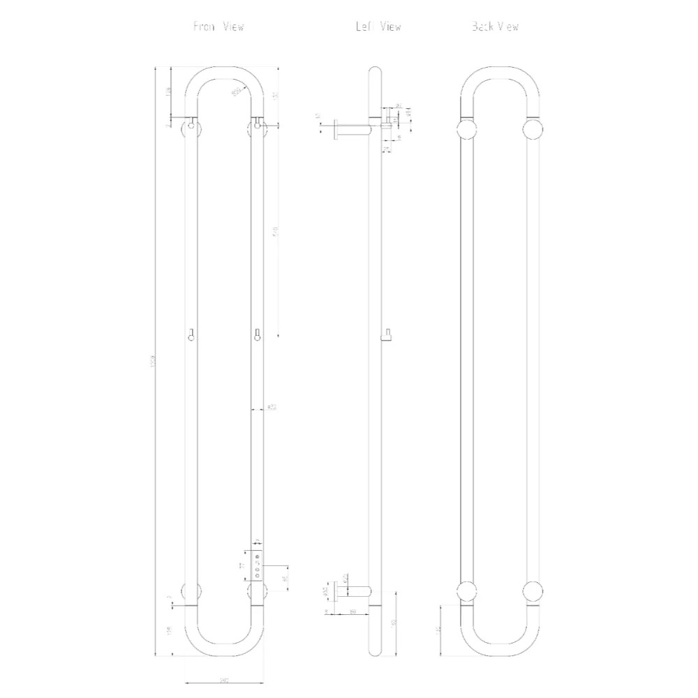 Radiador toallero eléctrico Reina Pelmo seco 1500 × 200 mm 95 W latón cepillado