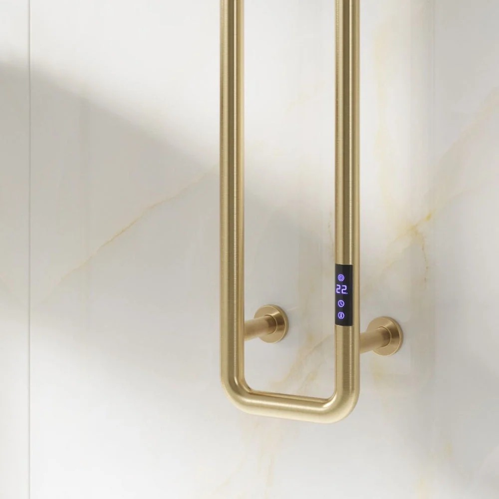 Radiador toallero eléctrico Reina Pelmo seco 1500 × 200 mm 95 W latón cepillado