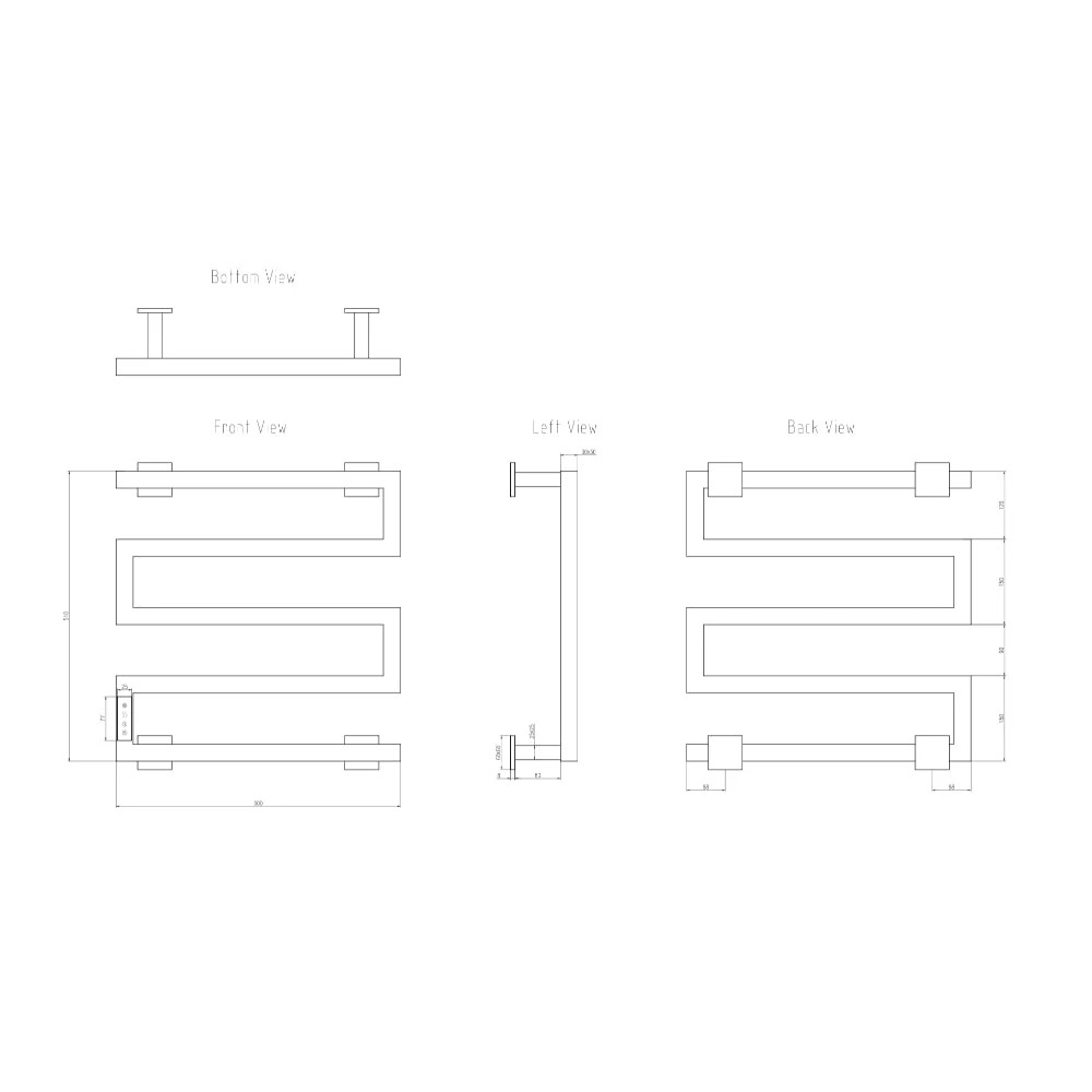 Radiador toallero eléctrico Reina Vispa seco 510 × 500 mm 95 W latón cepillado