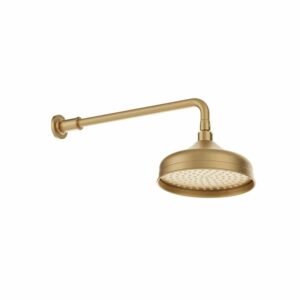 Rociador de ducha VADO Booth & Co. Axbridge clásico 200 mm con brazo mural latón cepillado