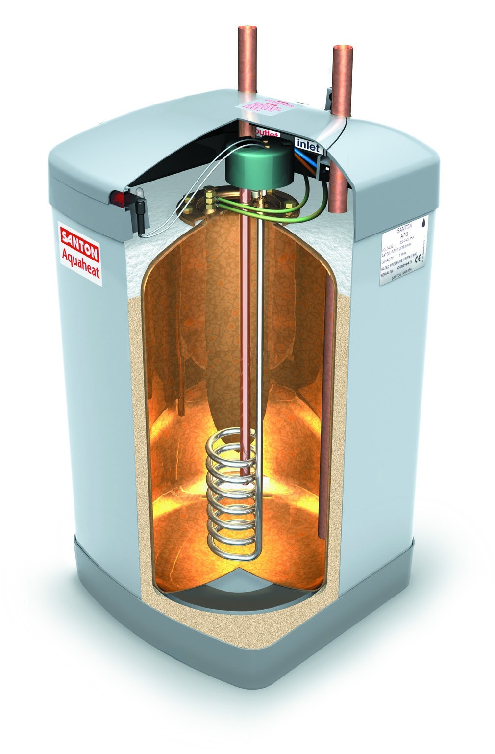 Termo eléctrico bajo fregadero Santon Aquaheat AH7 7 L 2,2 kW a presión