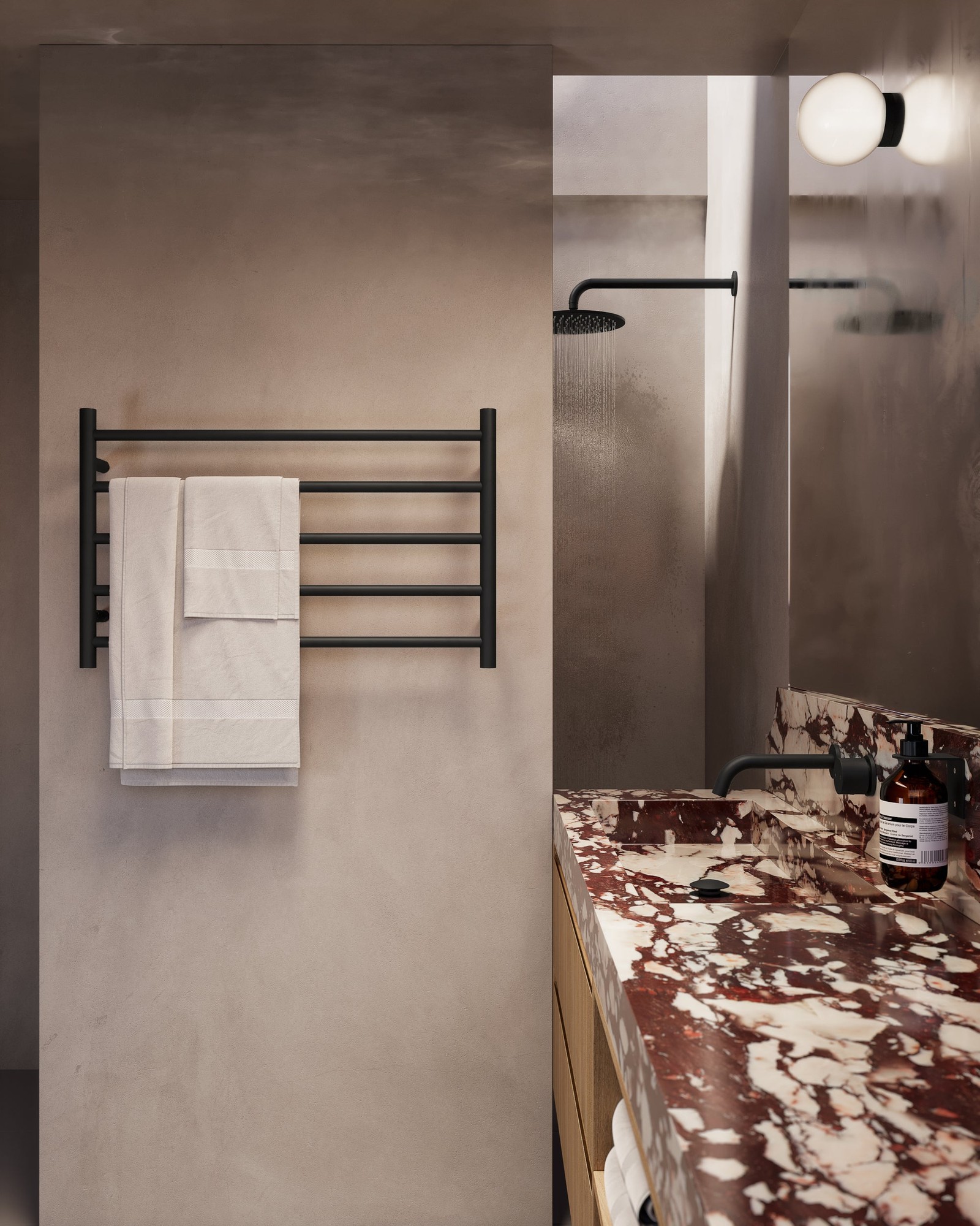 Toallero eléctrico ABI Interiors Elysian 12 V 500 × 800 mm 70 W negro mate