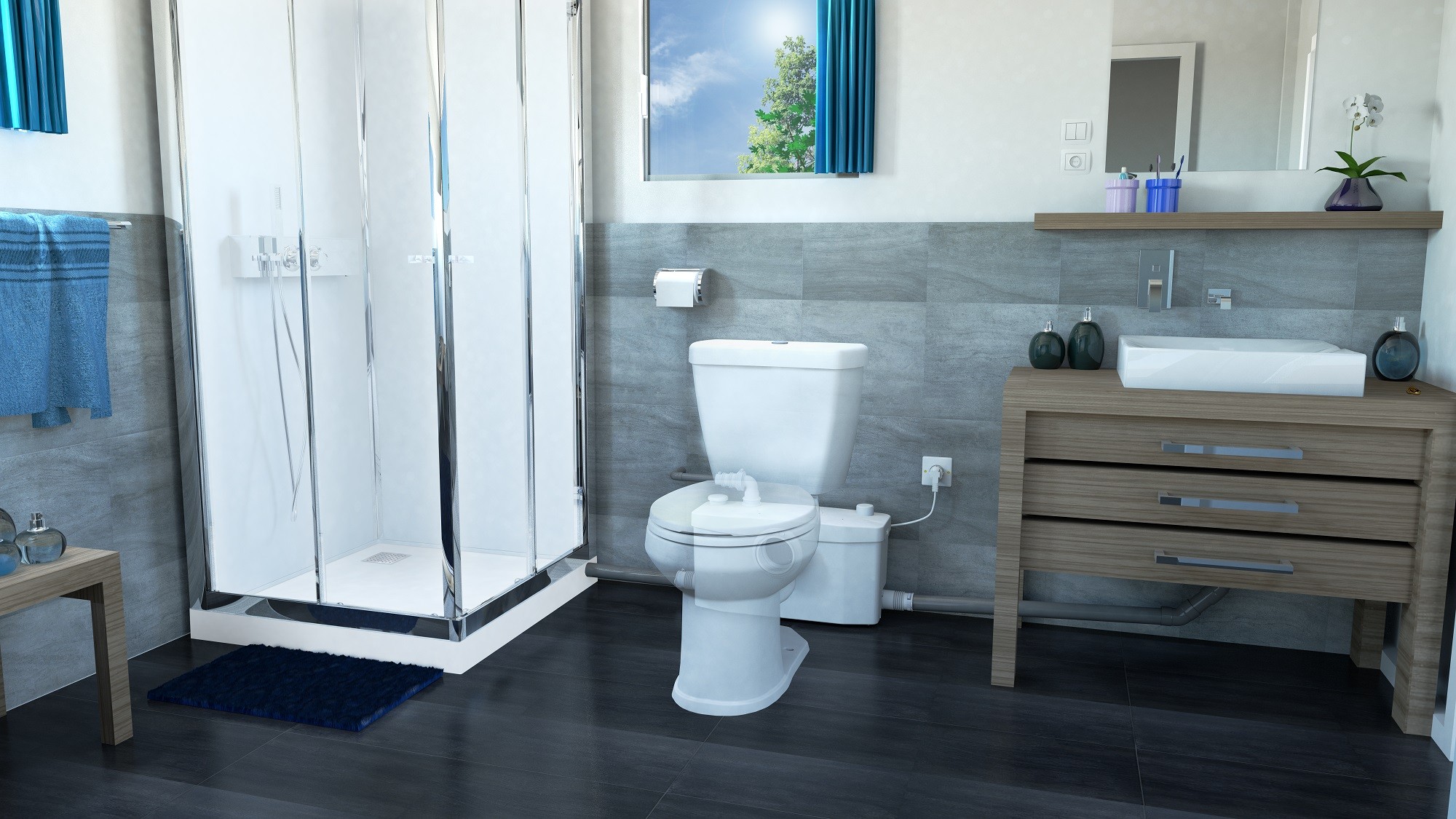 Triturador sanitario Saniflo Saniplus Up 6003 4 entradas